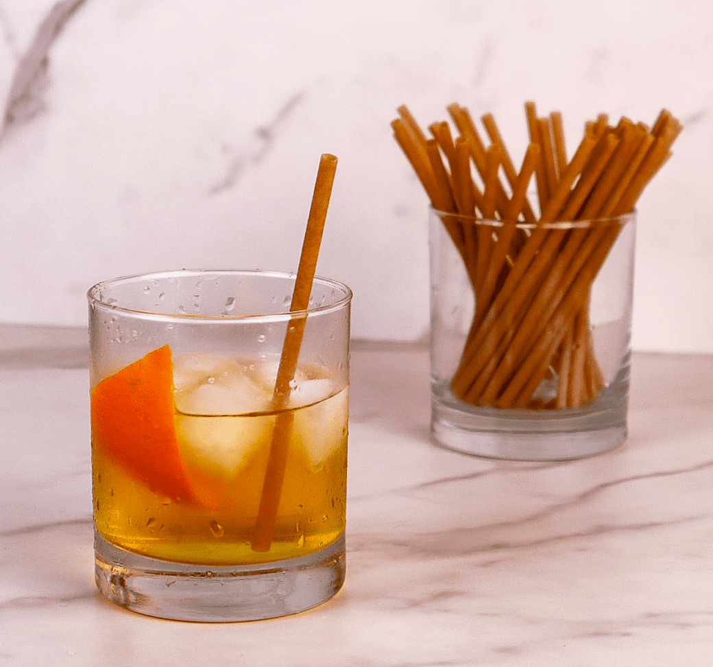 6" Hemp Cocktail Straw in a drink