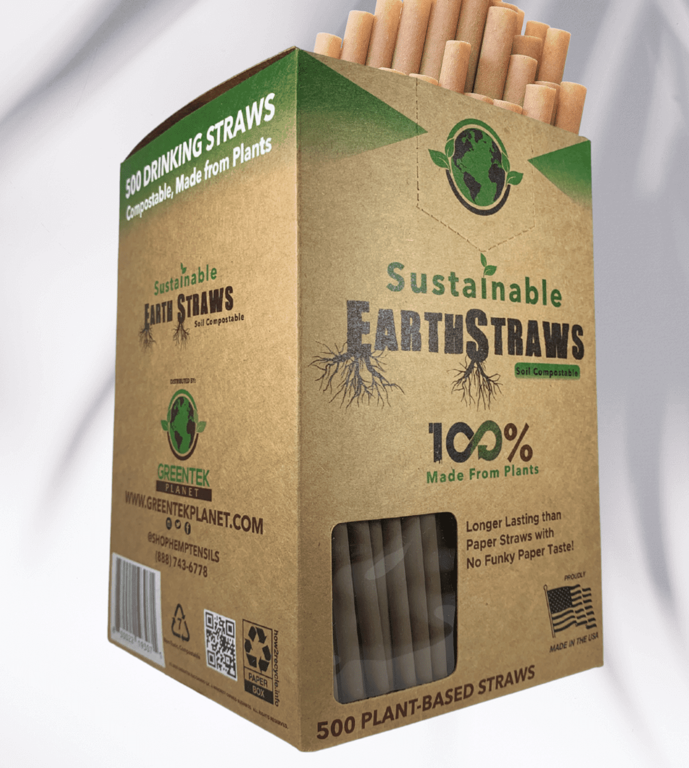 500 count box of 8-inch long, 6mm wide compostable hemp straws