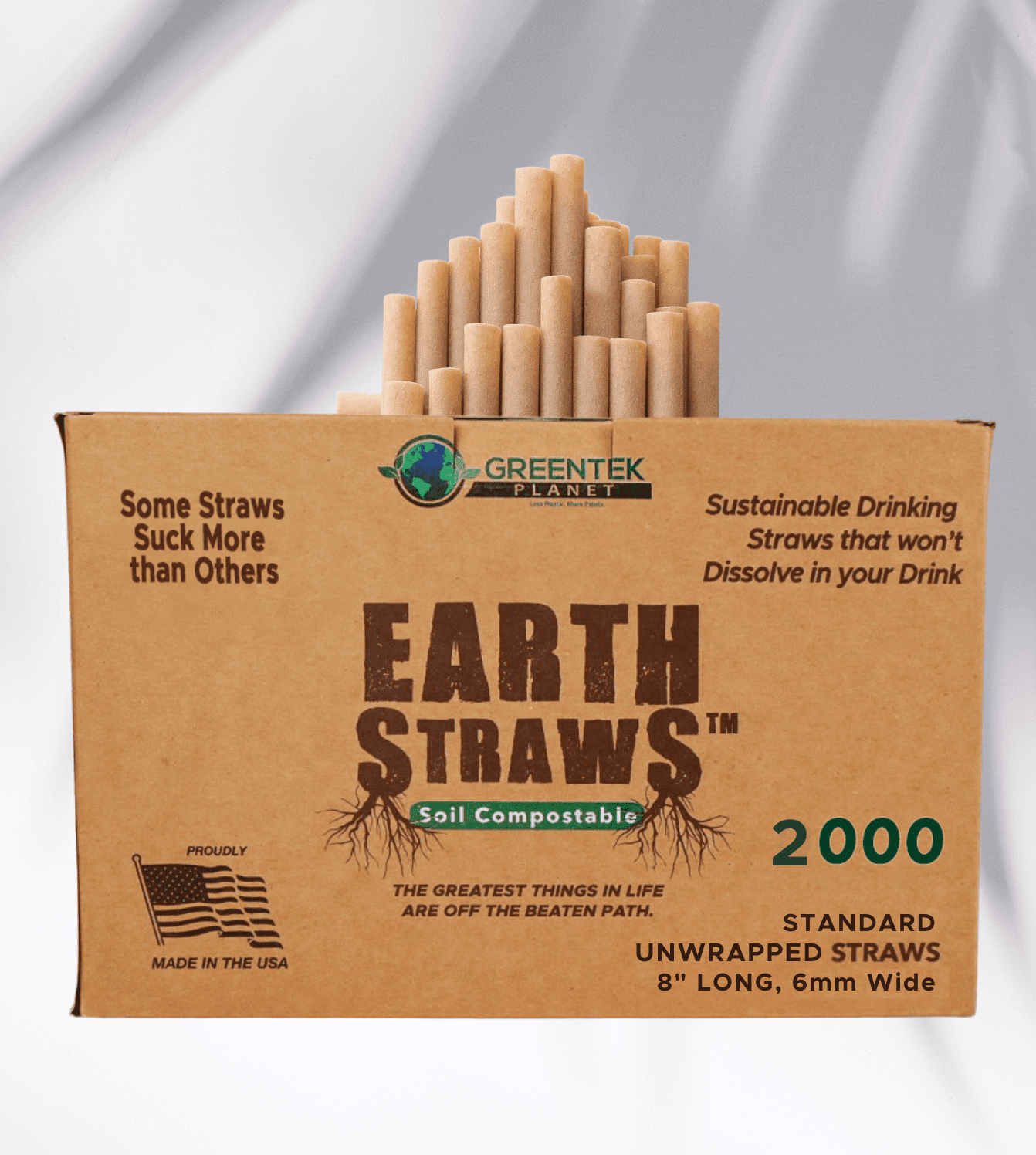 2000 count box of 8-inch long, 6mm wide compostable hemp straws